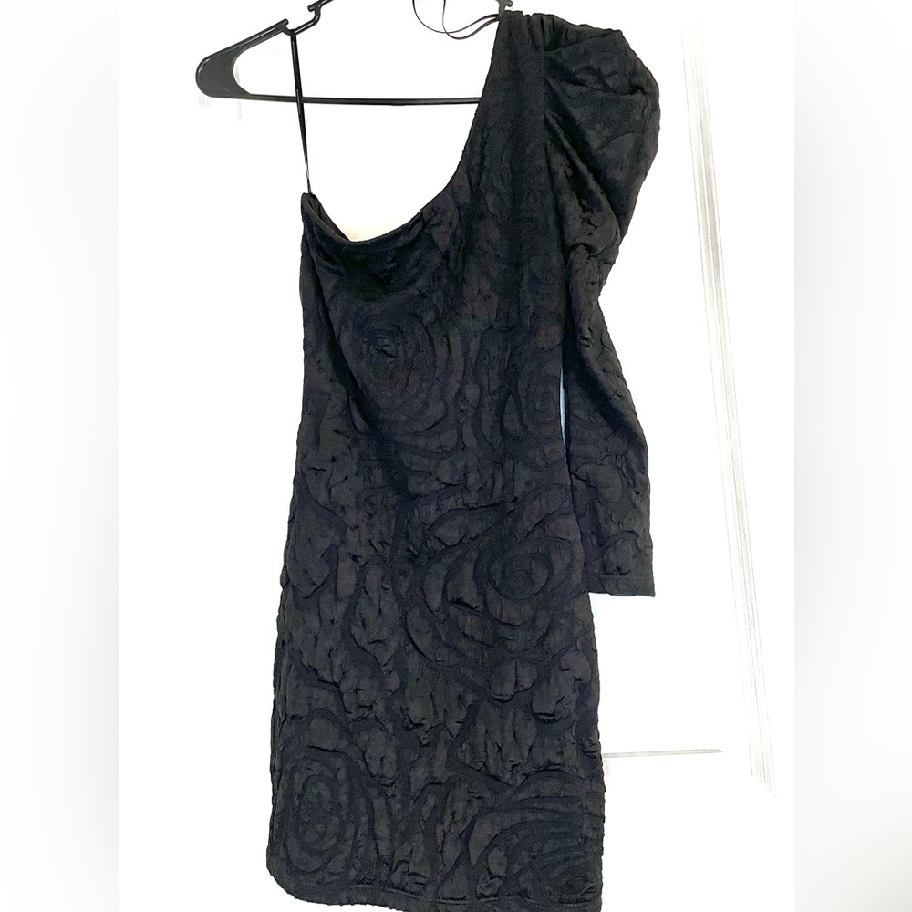 One sleeve little black dress